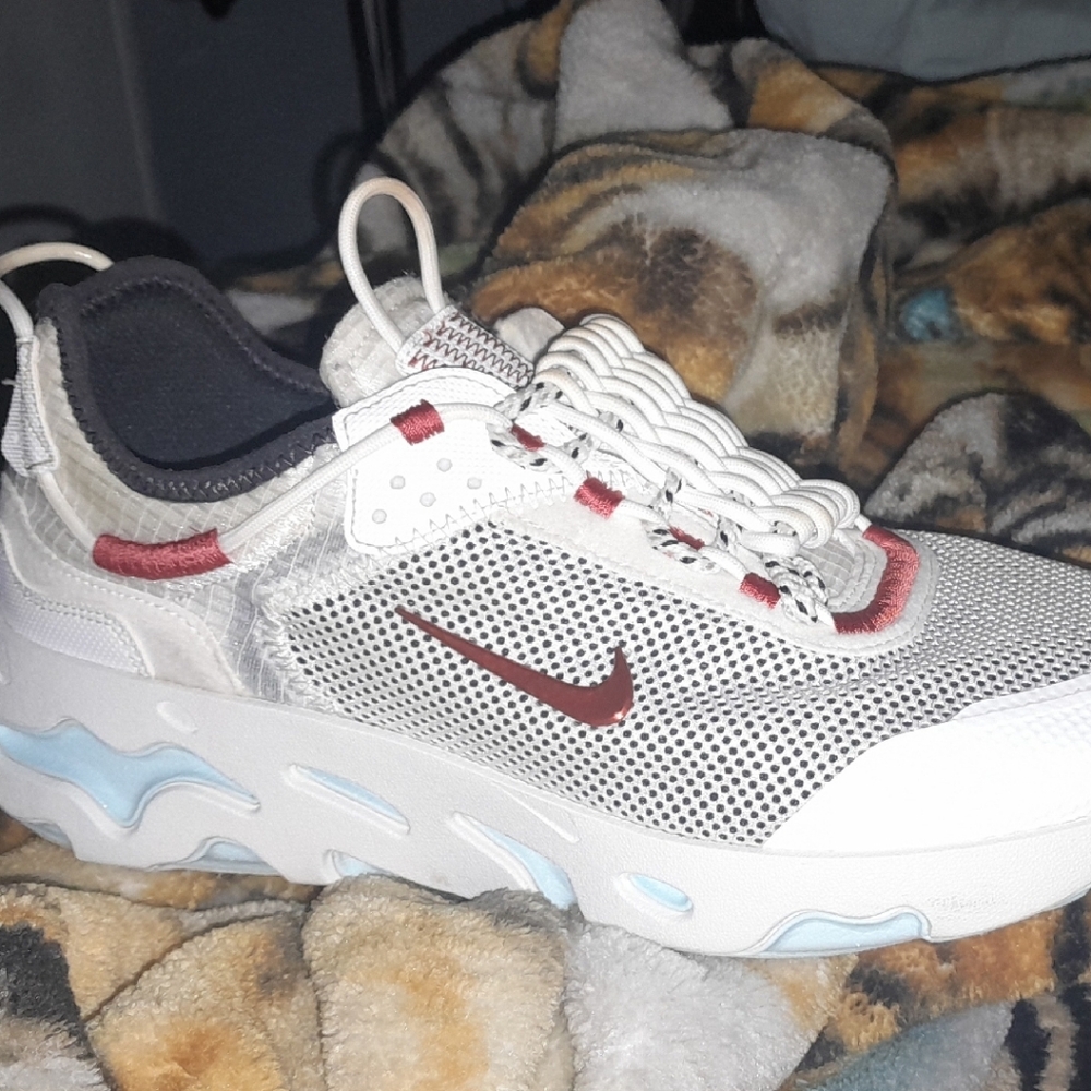 White and Red Athletic Sneakers